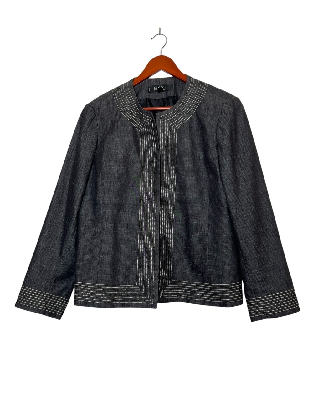Kasper Women’s Size 16P US Open Front Blazer Jacket Dark Grey Career Workwear
